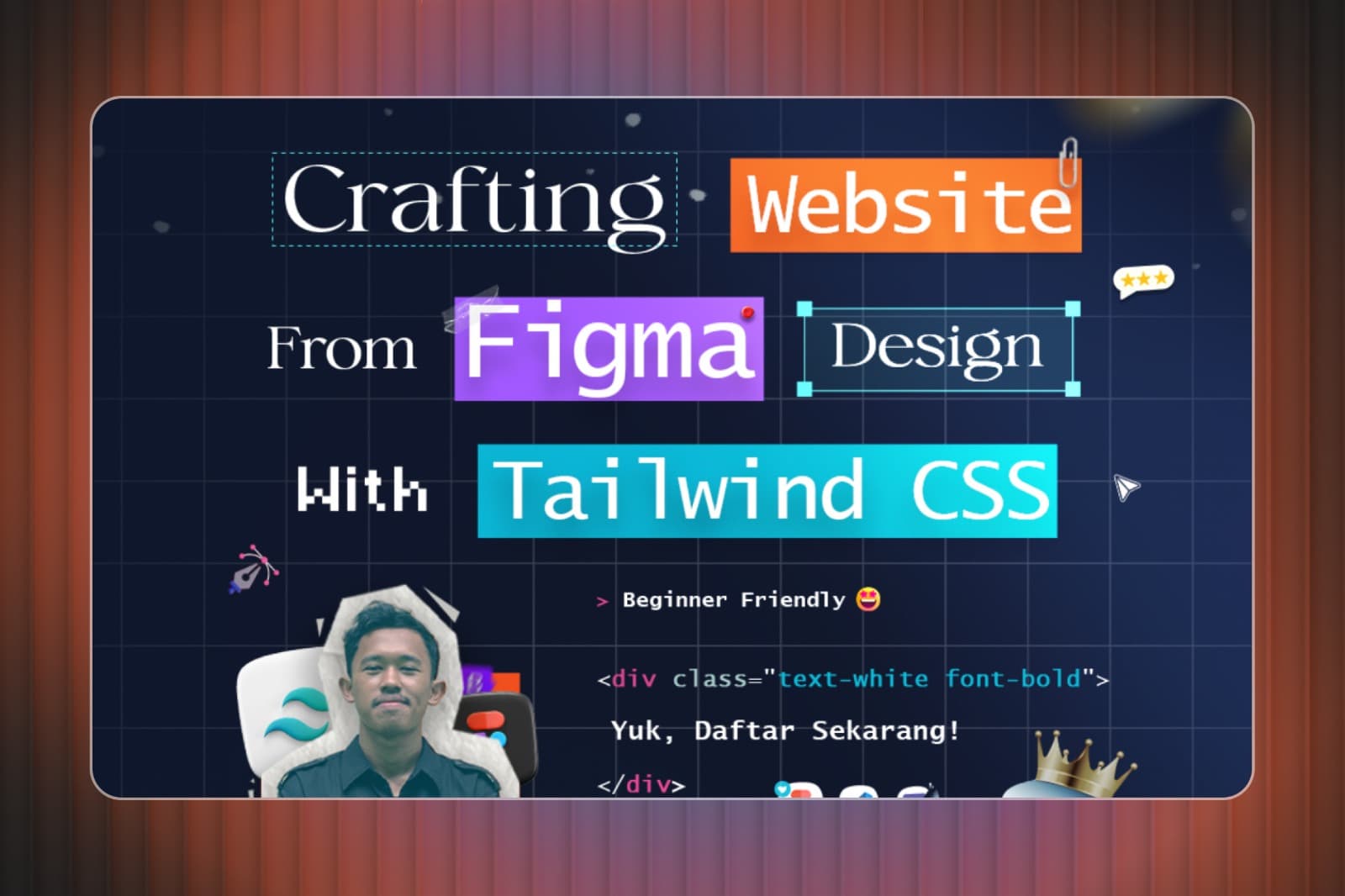 Cover project desain poster webinar Tailwind CSS untuk Inatechno