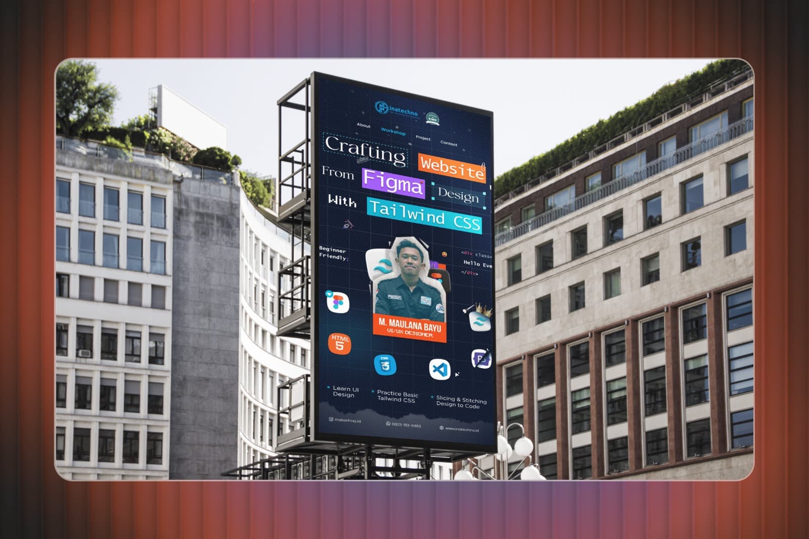 Galeri desain poster webinar Tailwind CSS untuk Inatechno — gambar 1